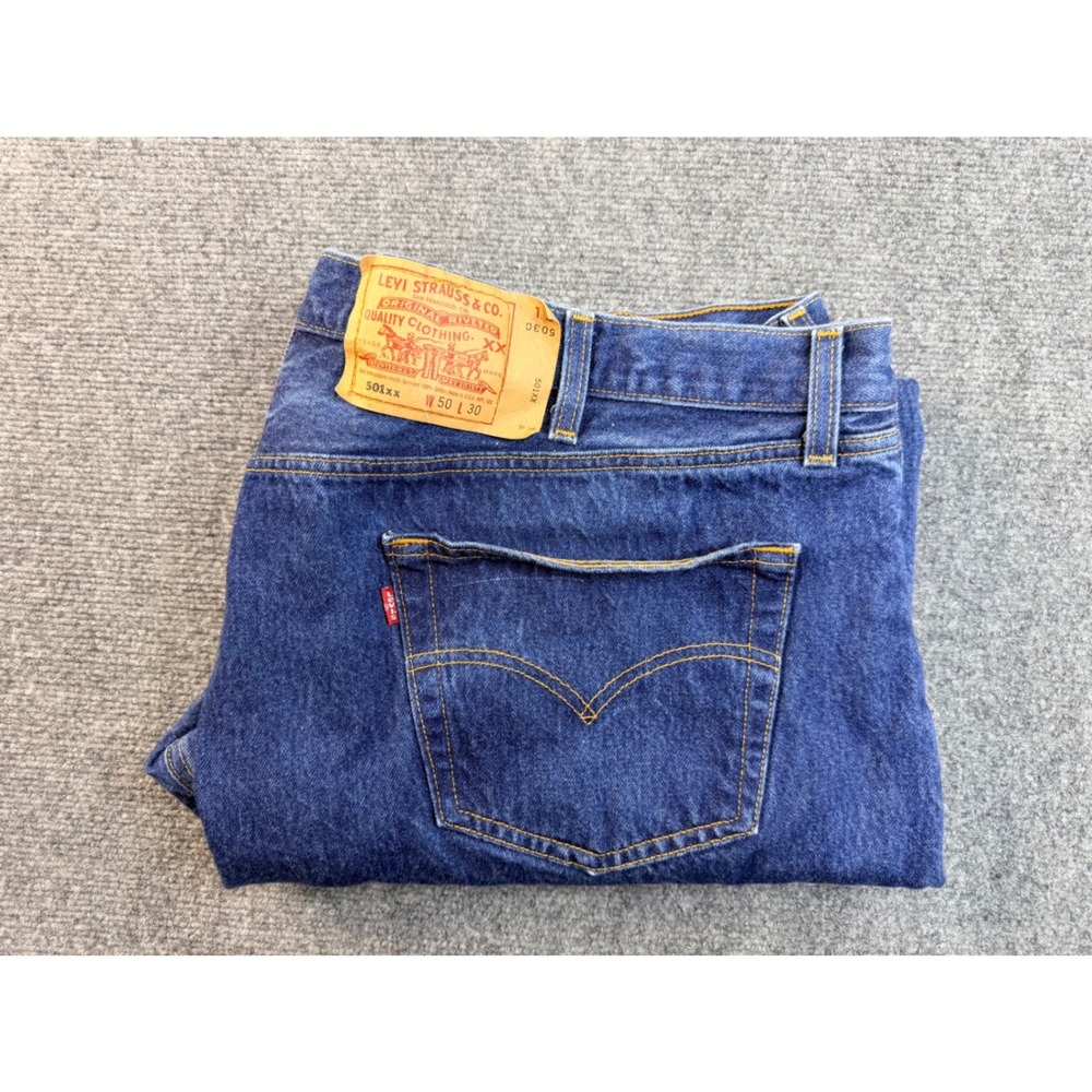 Vintage Levis 501 Jeans 50x30 USA Made Blue Denim Straight Workwear 90s Mens W50